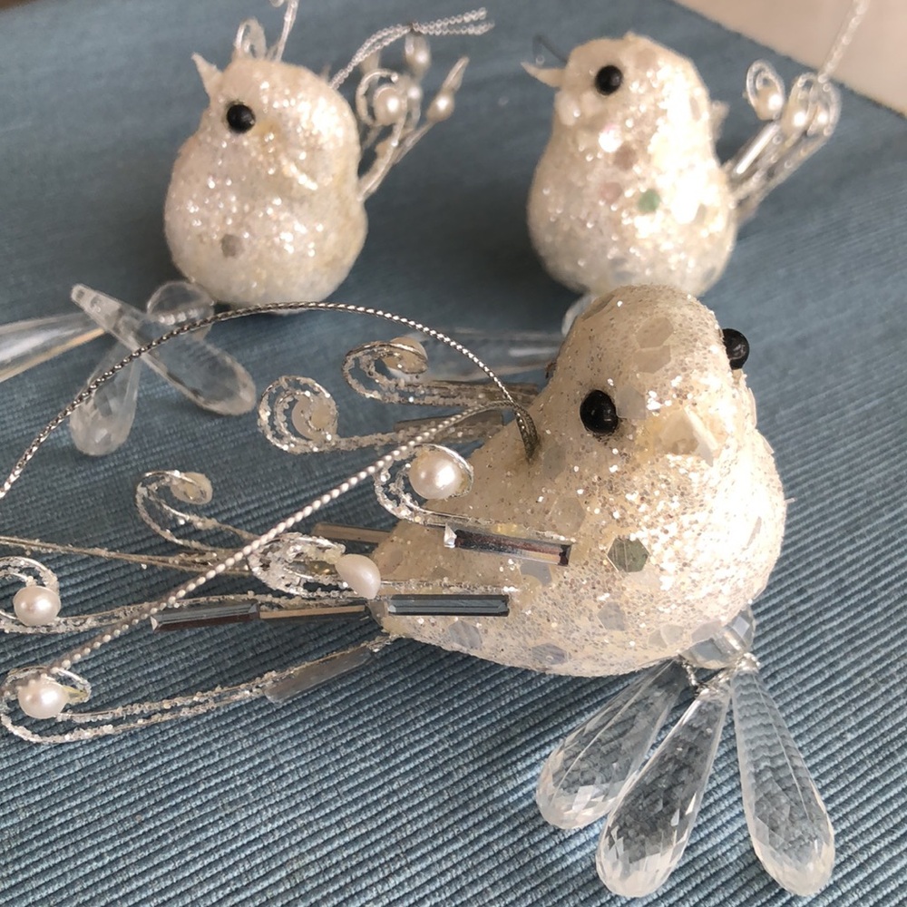 3 Sparkly Birds for decor/ornaments